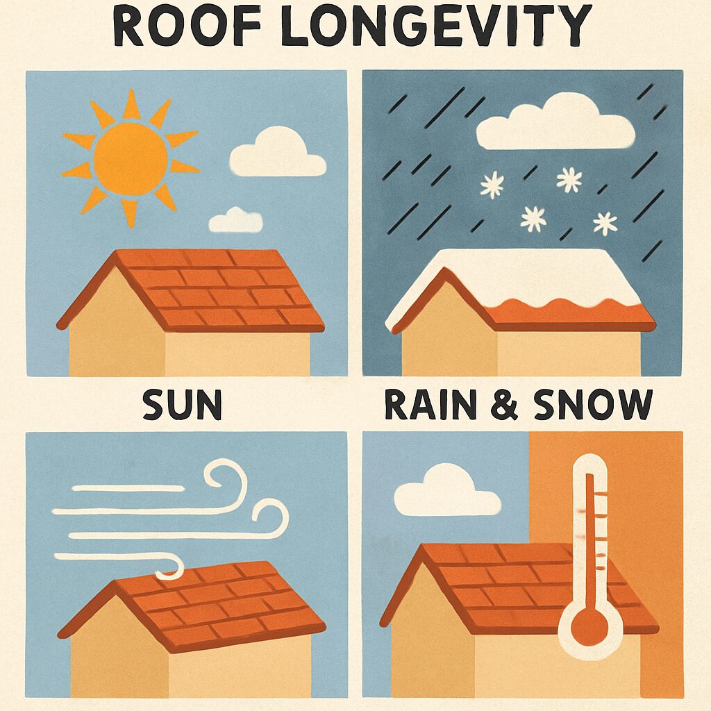 Factors affecting roof longevity like weather conditions