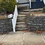Old masonry steps condition before replacement in Newton, NJ. Preparation for new masonry steps by Deluxe Construction for a durable and professional finish.